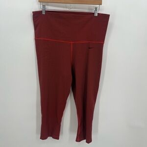 Nike Red Black Horizontal Pinstripe Crop Yoga Running Leggings